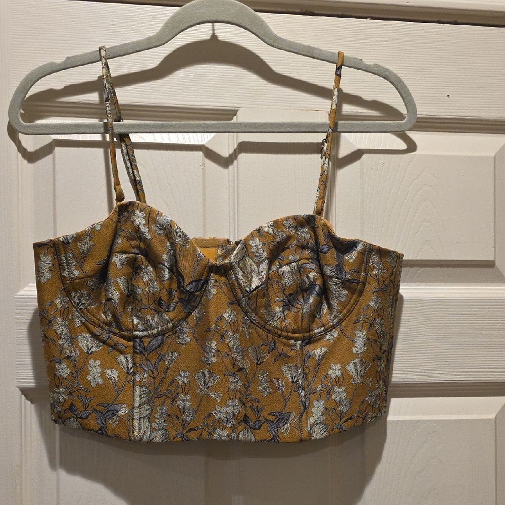 Banana Republic Gold Floral Crop Top